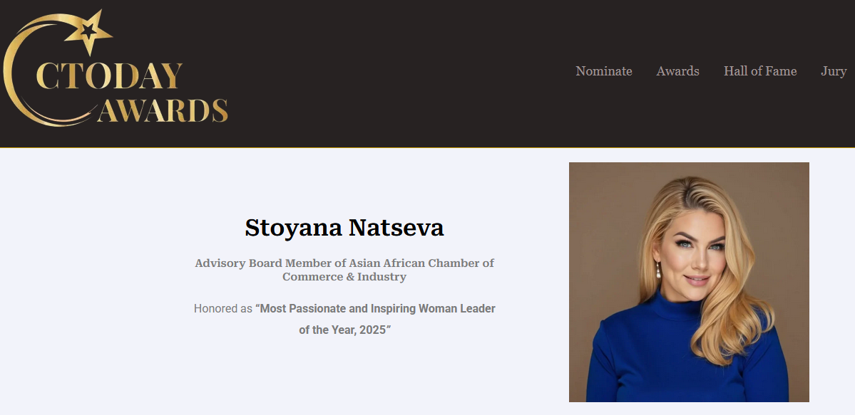Статия в С today Аwards Пробуждане на един милион души: пътят на Стояна Нацева към глобално осъзнато лидерство